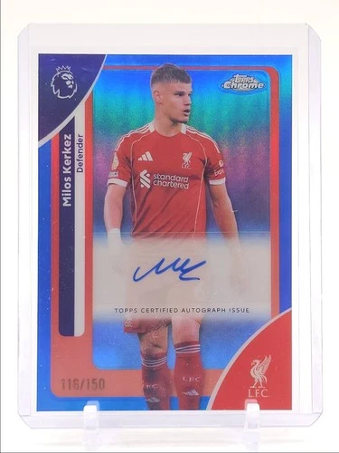 Milos Kerkez 2025 Topps Cromo Premier League Azul /150