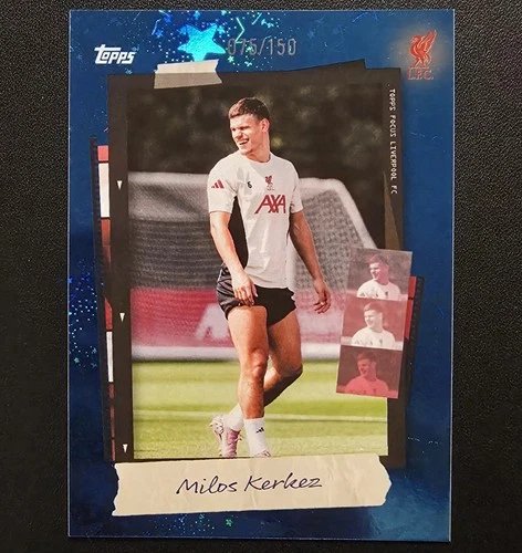 Milos Kerkez 2025 Topps Liverpool Focus Starry Blue /150