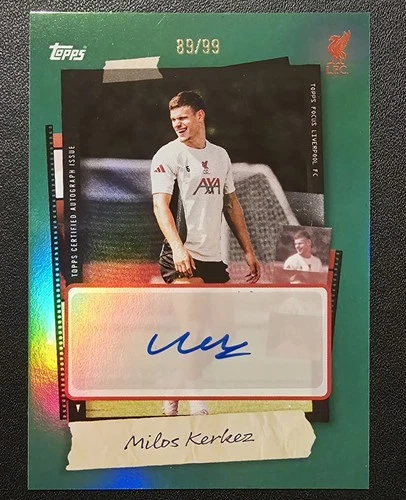 Milos Kerkez 2025 Topps Liverpool Focus Verde /99