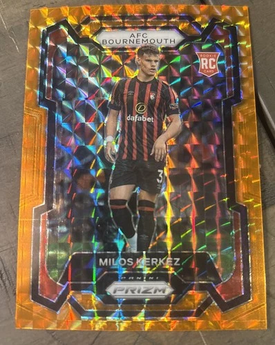 Milos Kerkez 2023 Panini Prizm Premier League Orange Hyper
