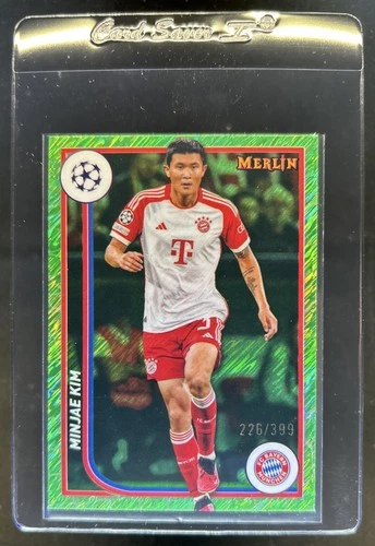 Minjae Kim 2023 Topps Chrome Merlin UEFA Neon Green Shimmer Refractor /399