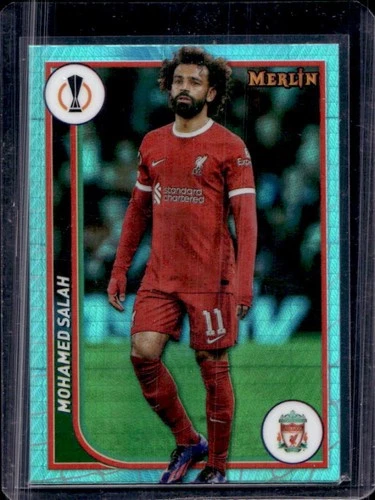 Mohamed Salah 2023 Topps Chrome Merlin Aqua Prism Refractor