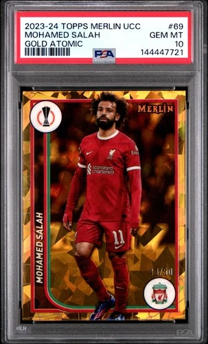 Mohamed Salah 2023 Topps Chrome Merlin Gold Atomic /50