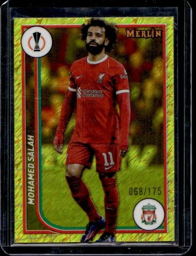 Mohamed Salah 2023 Topps Chrome Merlin UEFA Yellow Shimmer Refractor /175
