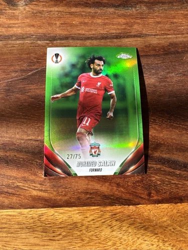 Mohamed Salah 2023 Topps Chrome UEFA Green Shimmer Refractor /75