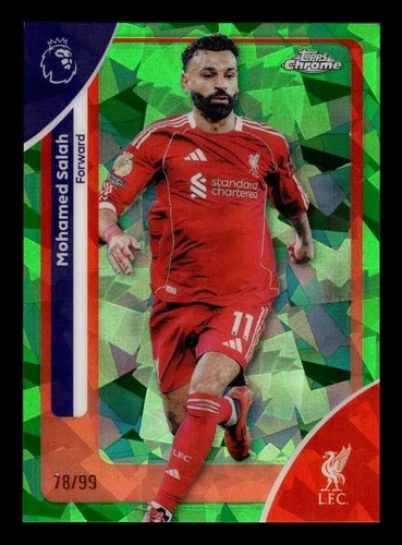 Mohamed Salah 2025 Topps Cromo Inglese Sapphire Green Refractor /99