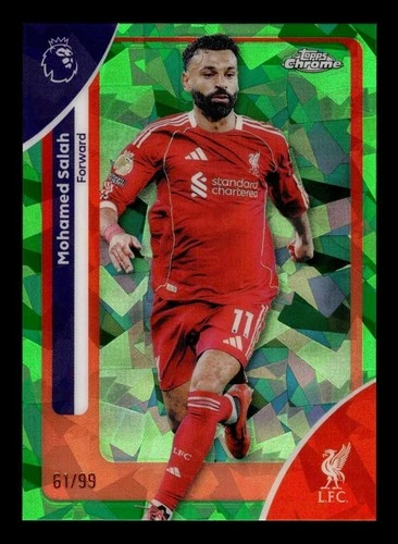 Mohamed Salah 2025 Topps Cromo Inglés Sapphire Green Refractor /99