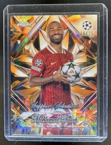 Mohamed Salah 2024 Topps Cromo Zafiro Refractor Naranja /25
