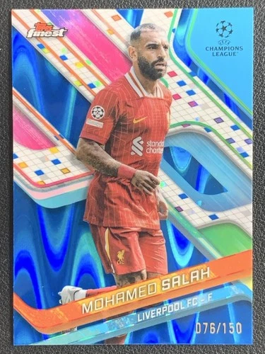 Mohamed Salah 2024 Topps Finest Blue RayWave Refractor /150