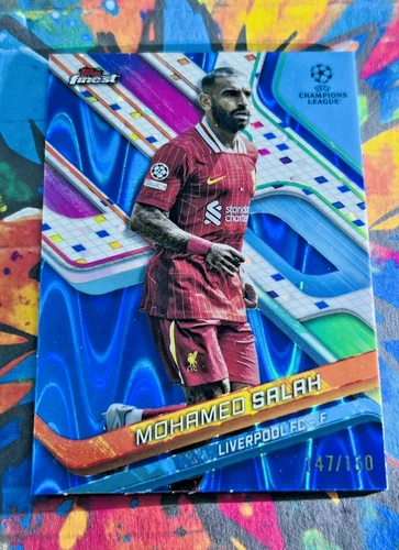 Mohamed Salah 2024 Topps Finest Blue Wave /150