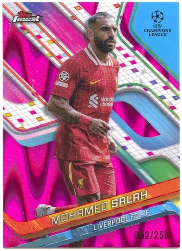 Mohamed Salah 2024 Topps Finest Pink RayWave Refractor 92/250