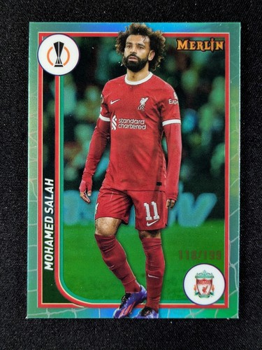 Mohamed Salah 2023 Topps Merlin Chrome Aqua Refractor 118/199