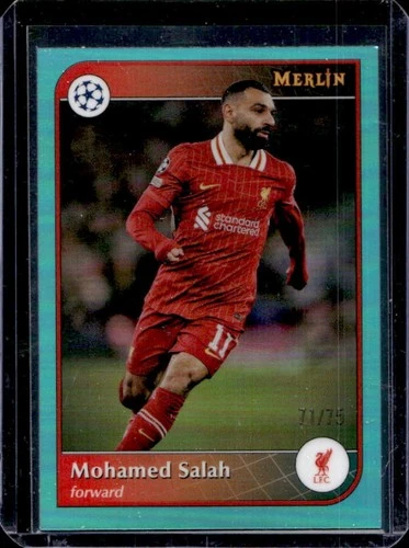 Mohamed Salah 2024 Topps Merlin Chrome Aqua Refractor /75