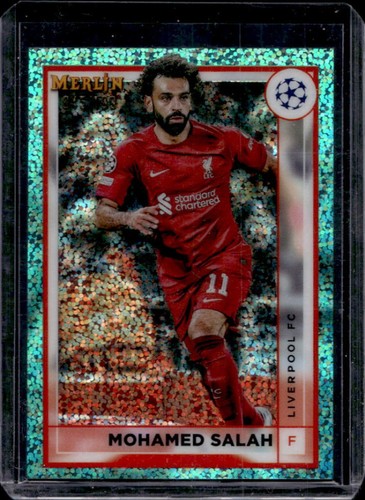 Mohamed Salah 2022 Topps Merlin Chrome Aqua Speckle Refractor /199