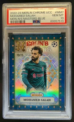 Mohamed Salah 2022 Topps Merlin Chrome Blue /75