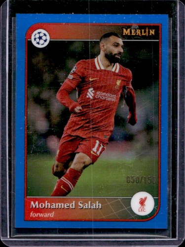 Mohamed Salah 2024 Topps Merlin Chrome Blue Refractor /150