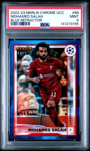 Mohamed Salah 2022 Topps Merlin Chrome Blue Refractor /75