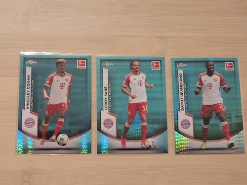 Multiple players (Coman, Upamecano, Sanè) 2023 Topps Chrome Bundesliga Aqua Prizm
