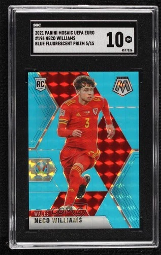 Neco Williams 2021 Panini Mosaic Fluorescent Blue Prizm /15