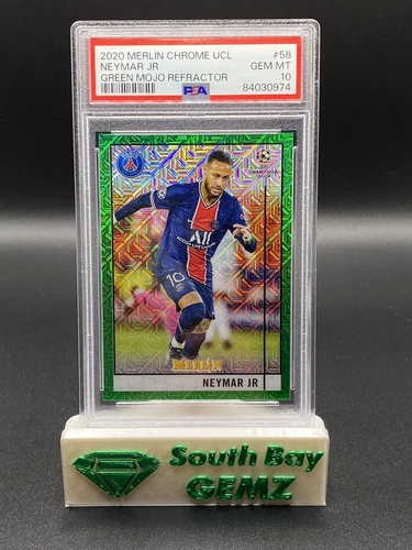 Neymar Jr 2021 Topps Chrome Merlin Green Mojo /99