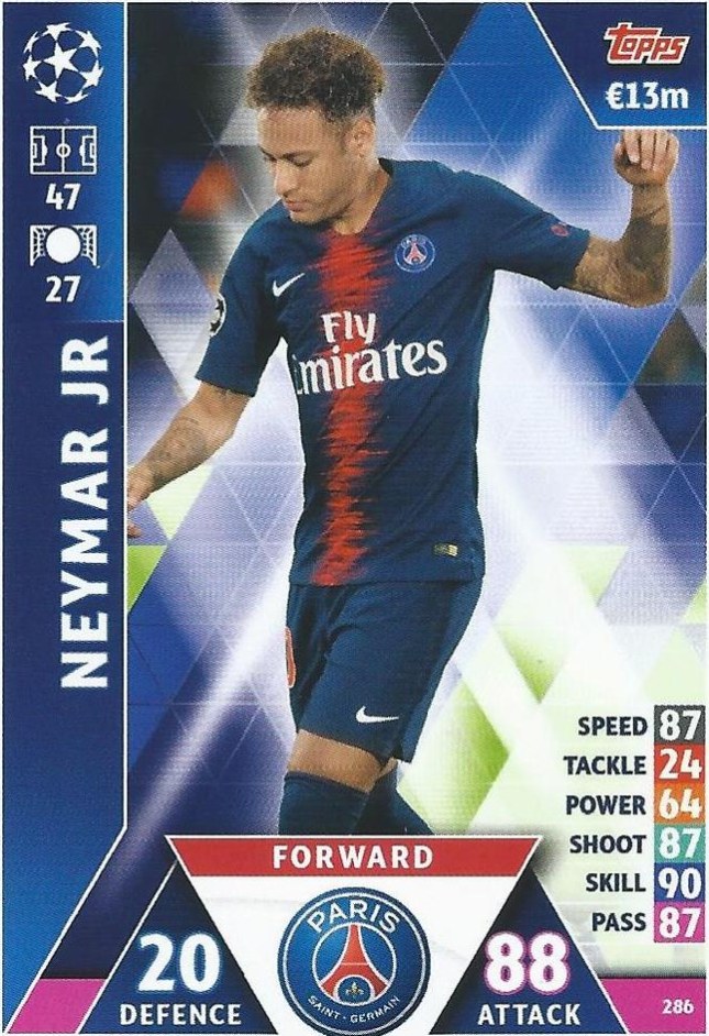 Neymar Jr 2018 Topps Match Attax UEFA 286