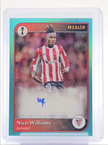 Nico Williams 2024 Topps Chrome Merlin Aqua Refractor /75