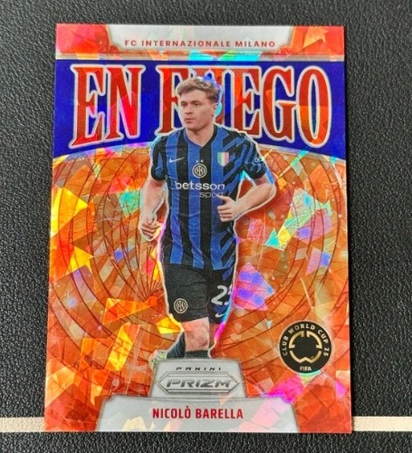 Nicolò Barella 2025 Panini Prizm En Fuego Blue Ice /99