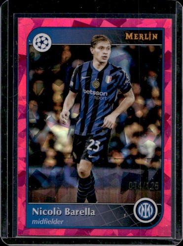 Nicolo Barella 2024 Topps Merlin Chrome Magenta Refractor Atomic /125