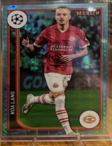 Noa Lang 2024 Topps Chrome Merlin Aqua Prism Refractor /99