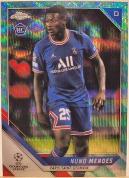 Nuno Mendes 2021 Topps Chrome UCL Aqua Hyper Refractor /199
