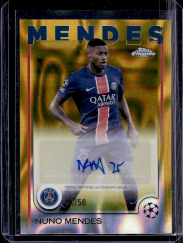 Nuno Mendes 2024 Topps Chrome UEFA Oro Lava Rifrattore /50
