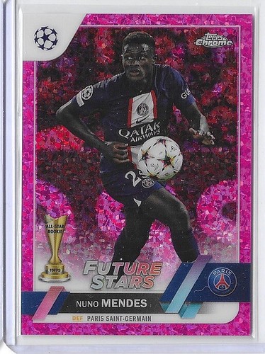 Nuno Mendes 2023 Topps Chrome UEFA Rosa Mini Diamante Rifrattore /175