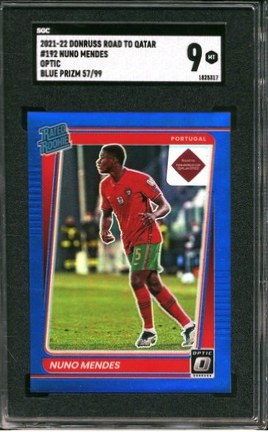 Nuno Mendes 2021 Panini Donruss Road to Qatar Optic Blue Prizm /99