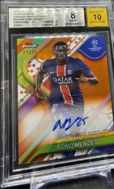 Nuno Mendes 2024 Topps Finest Orange Refractor /25