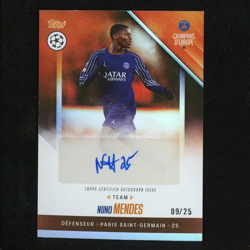 Nuno Mendes 2025 Topps PSG Champions D'europe Naranja /25