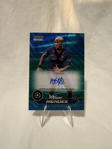 Nuno Mendes 2024 Topps Stadium Club Chrome Blue Wave Refractor /75