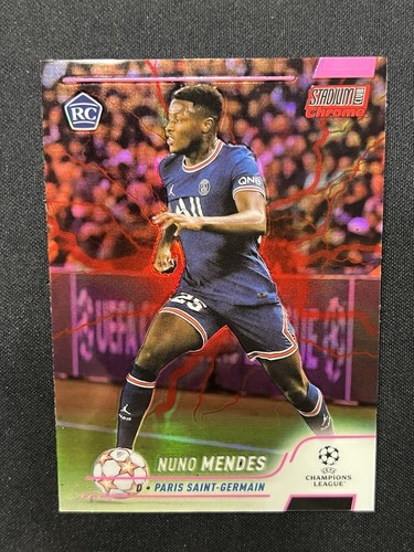 Nuno Mendes 2021 Topps Stadium Club Chrome UEFA Pink Red Electric Charge