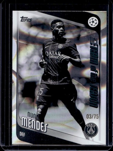 Nuno Mendes 2025 Topps UEFA 2025-26 Black White Raindrops /75