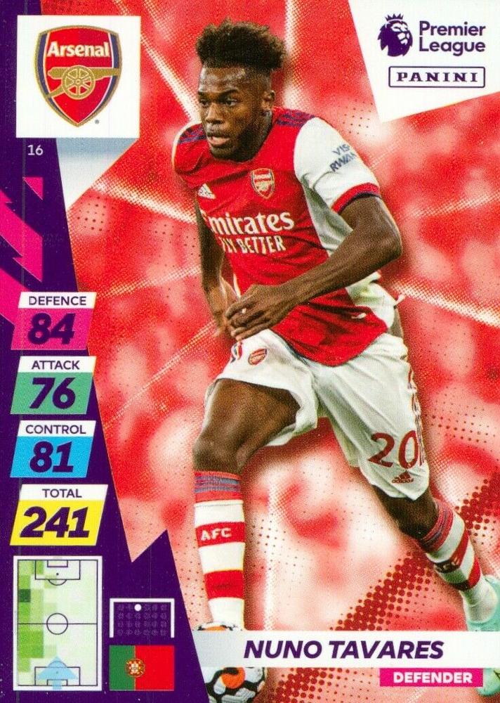 Nuno Tavares 2021 Panini Adrenalyn XL Premier League Plus