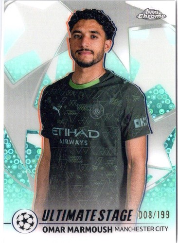 Omar Marmoush 2025 Topps Chrome Aqua Refractor /199