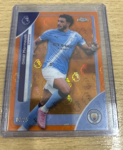 Omar Marmoush 2025 Topps Chrome Orange Logo Refractor /25