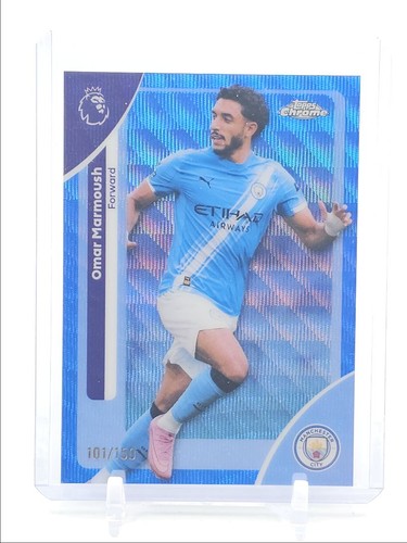 Omar Marmoush 2026 Topps Chrome Premier League Blue Wave /150