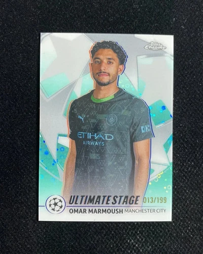 Omar Marmoush 2025 Topps Chrome UEFA Aqua /199