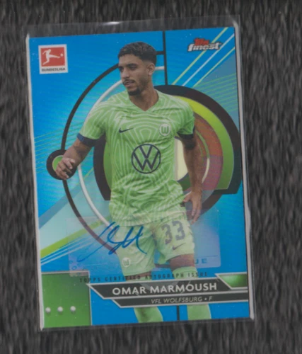 Omar Marmoush 2022 Topps Finest Blue Refractor /65