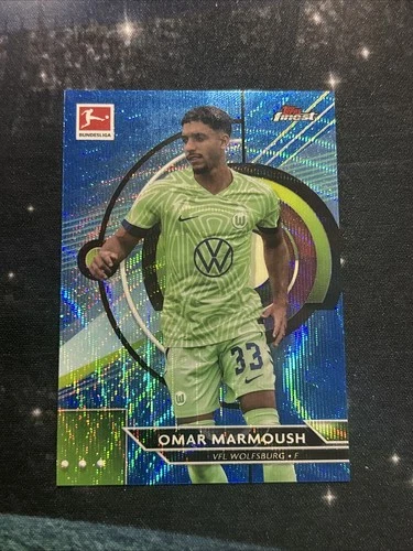 Omar Marmoush 2023 Topps Finest Blue Wave /150
