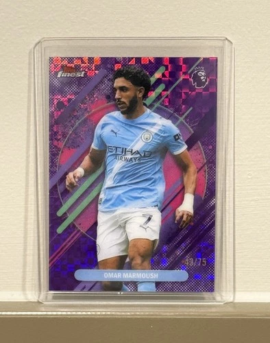 Omar Marmoush 2025 Topps Finest Checkers Rainbow Refractor /75