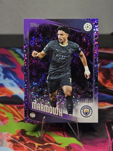 Omar Marmoush 2025 Topps Flagship Purple Sparkle /250
