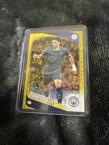 Omar Marmoush 2025 Topps Flagship Yellow Sparkle /299
