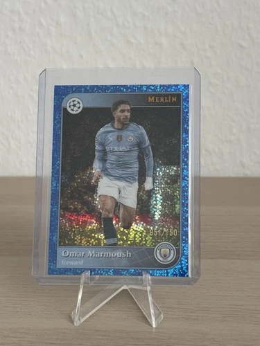 Omar Marmoush 2024 Topps Merlin Chrome Blue Speckle Refractor /150