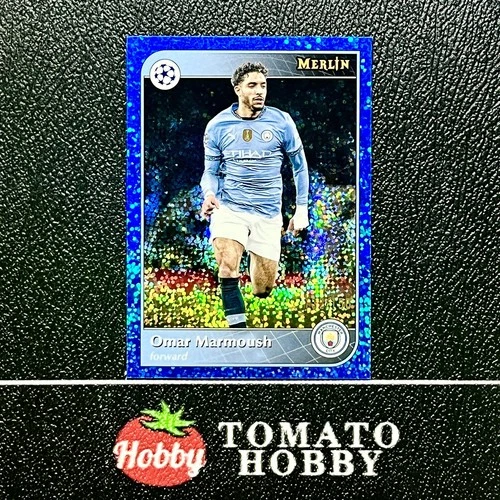 Omar Marmoush 2024 Topps Merlin Chrome UEFA Blue Speckle Refractor /150